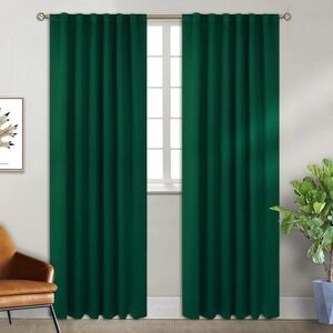Emerald Green Curtain Panels‎ Set, 52" Wide - 2 Room Darkening Window Drapes